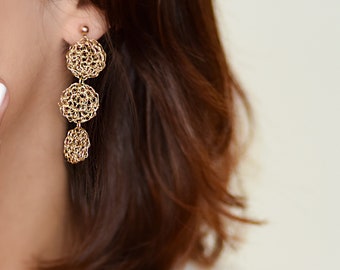 Pendientes redondos de disco de oro, pendientes largos, pendientes circulares, pendientes geométricos, pendientes minimalistas, pendientes de monedas, pendientes boho