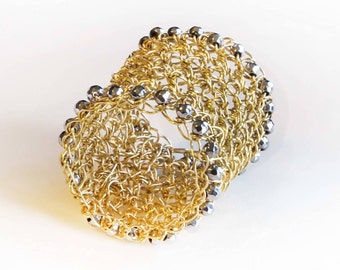 Anillo de tubo de oro, anillo único de banda ancha, anillo de hematita de oro, anillo de cigarro, anillo de cóctel de oro, anillo grueso, anillo llamativo, anillo de banda gruesa para mujer
