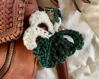 Crochet Alba Monstera Keychain Purse Hook