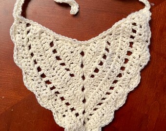 White Crochet Bandana, Ready To Order