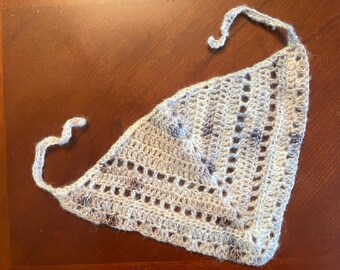 Fuzzy Lace Crochet Bandana, Handmade Ready To Order
