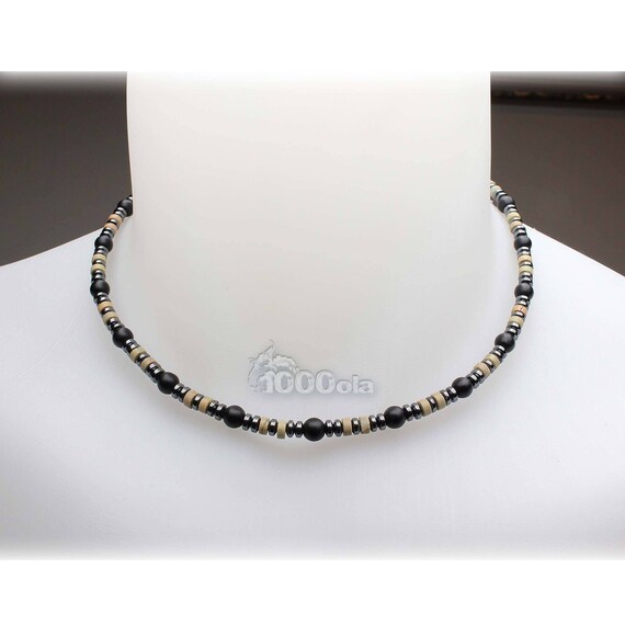 Collier//Collar de acero inoxidable con blanco cerámica 47 cm cadena con mosquetón