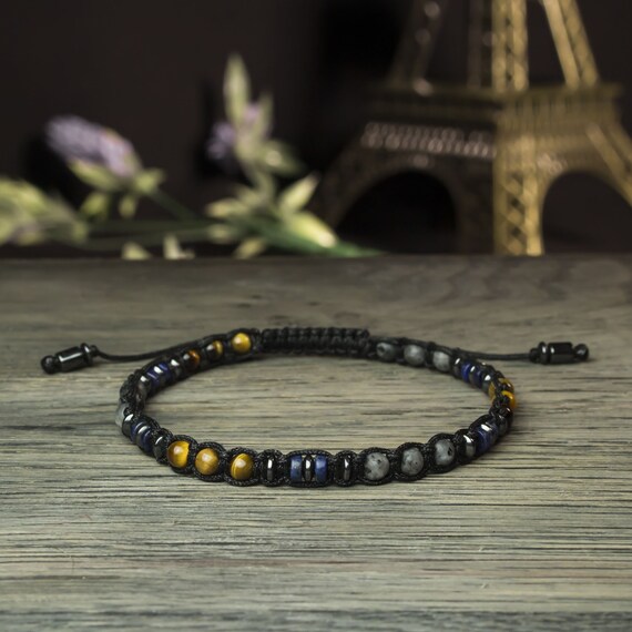 Beautiful Men's/Women's Bracelet Ø4mm beads Lapis Lazuli Tiger Eye Larvikite Labradorite Hematite Tibetan Style BRATIFIAN18