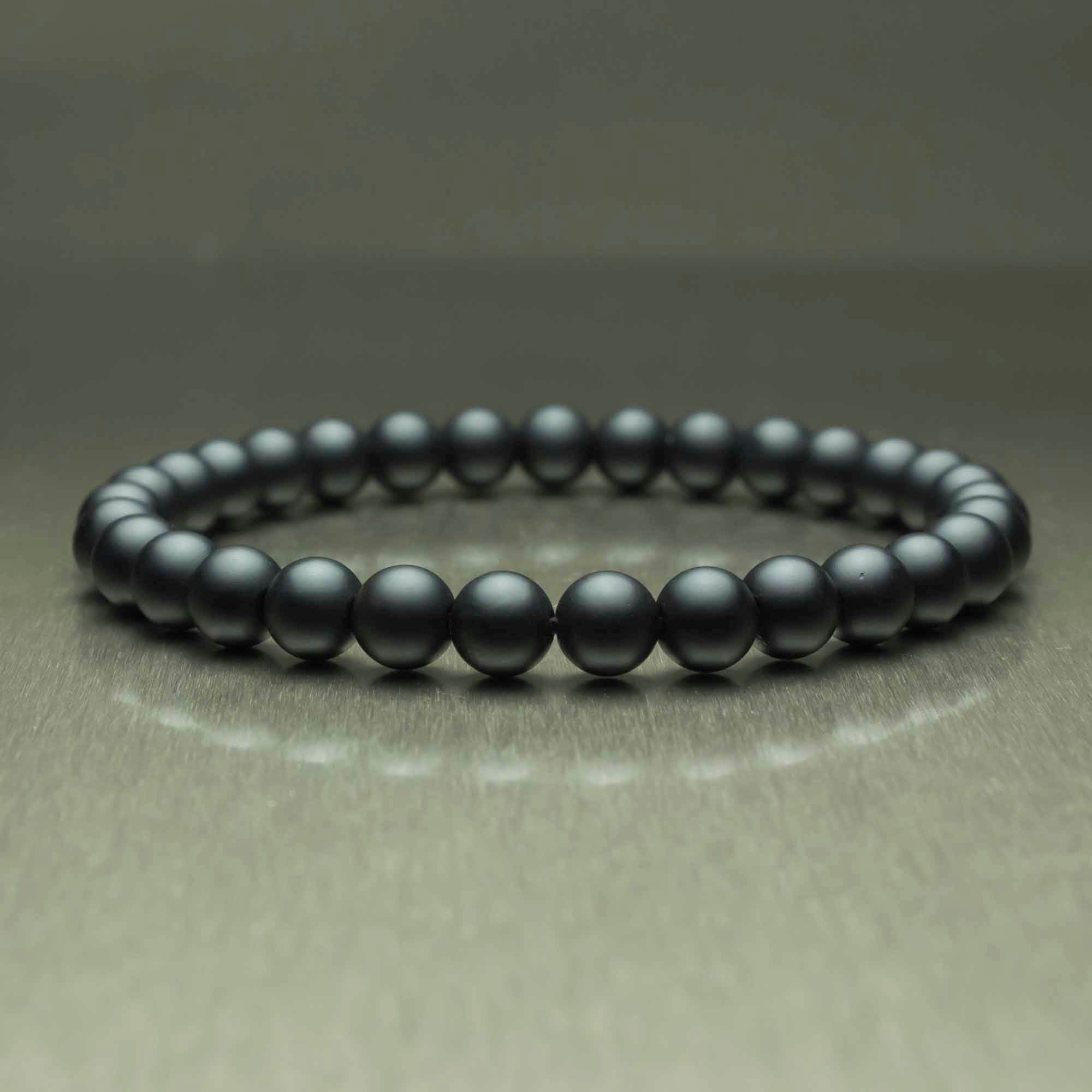 Beautiful Men's Bracelet black pearls Ø 6mm in natural stone Agate ...
