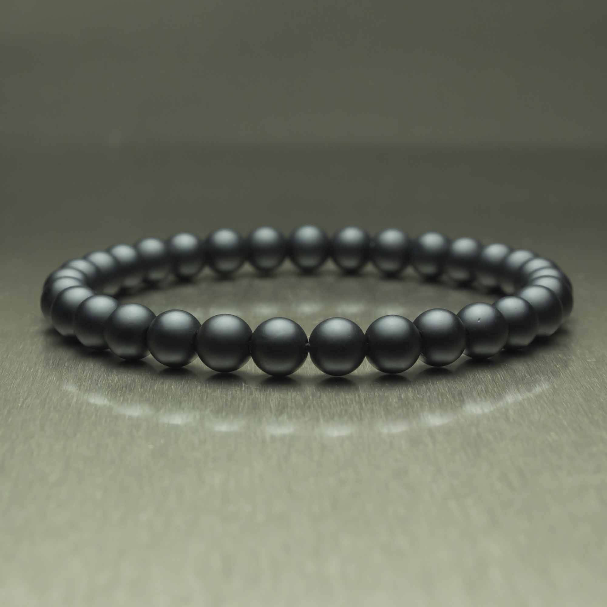 Beautiful Men's Bracelet black pearls Ø 6mm in natural stone Agate ...