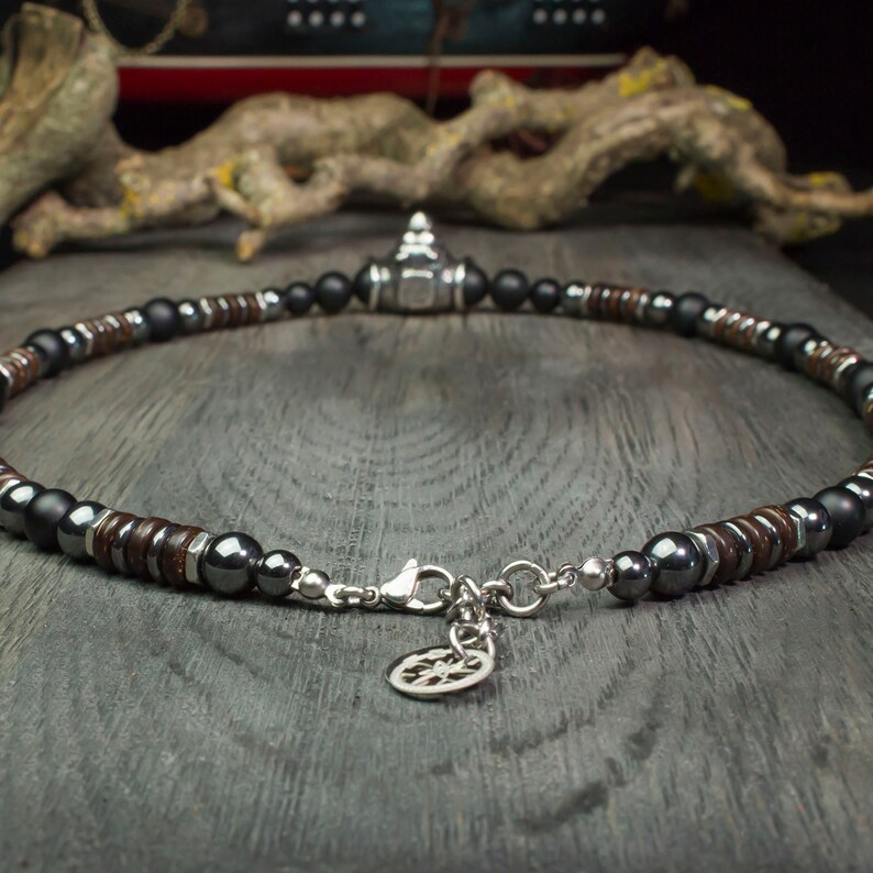 Collier Homme pierre Naturelle Agate/Onyx noir 108mm bois Etsy Collier Homme pierre Naturelle Agate/Onyx noir 108mm bois Etsy
