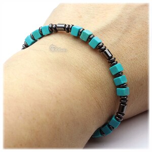 Bracelet Homme Perles œil De Tigre & Hématite Avec Chaîne Cubaine - Pierre Naturelle, Cadeau Pour Homme