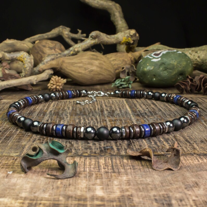 Collier Perles Naturelles Lapis Lazuli - 46 Cm - Homme/Femme Lithothérapie