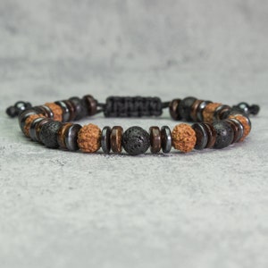 10 Bracelets En Perles De Bois élastiques JeryWe - 8mm Style Bouddhiste Tibétain