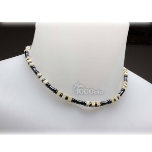 Beautiful High-end Jewelry Necklace Man / Woman in Natural Stones Howlite color white 5x5x3mm hematite metal stainless steel