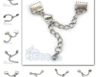 Acciaio inossidabile / acciaio inossidabile Lotto 4 set " 2 punte artiglio + catena di estensione + chiusura moschettone " gioielli gioielli braccialetto collana filo