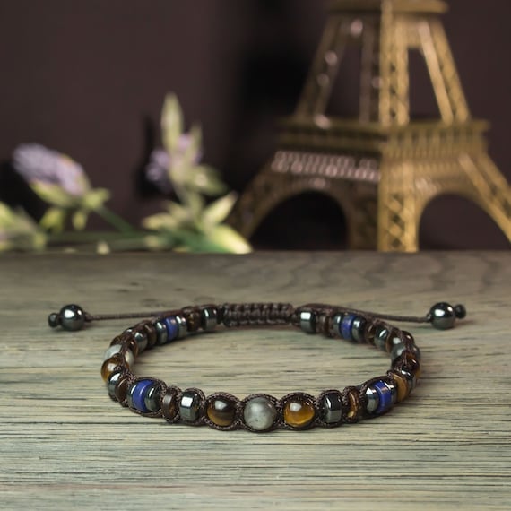 Beautiful Bracelet Man/Woman Ø6mm Pearls Lapis Lazuli Eye Tiger Larvikite Labradorite Hematite Tibetan Style 1000ola