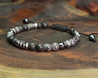 3 rangées Naturel Noir Agate Onxy tibétain Bracelets Argent 7.5" Magnifique 3 rangées Naturel Noir Agate Onxy tibétain Bracelets Argent 7.5" Magnifique