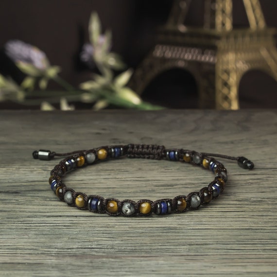 Beautiful Bracelet Man/Woman Ø4mm Pearls Lapis Lazuli Eye Tiger Larvikite Labradorite Hematite Tibetan Style 1000ola