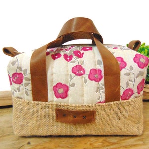 Trousse de toilette femme, trousse de toilette avec anses, trousse de toilette en tissu, cadeau femme, cadeau pour elle