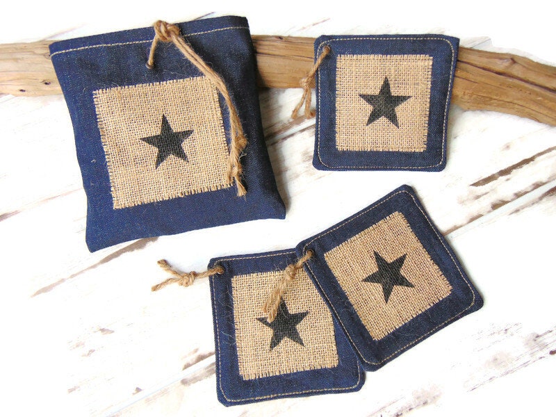 Sous Verres de Style Industriel en Toile, Dessous Textile Par Pleasant Home