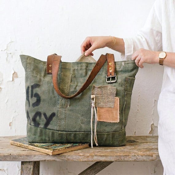 Women's Military Tote Bag, Women's Military Canvas Tote Bag
