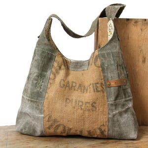 Damen Militär Canvas Umhängetasche, Damen Canvas und Leder Tragetasche, Canvas Leder Umhängetasche, Pleasant Home Tasche, Jute Canvas Tasche