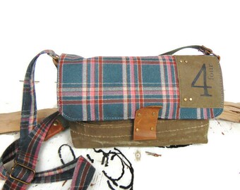 Women's military canvas shoulder bag, Scottish women's bag, winter women's handbag, women's Christmas gift