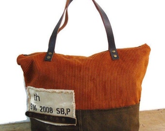 Brick velvet and military canvas bag, women's velvet bag, women's canvas and leather bag