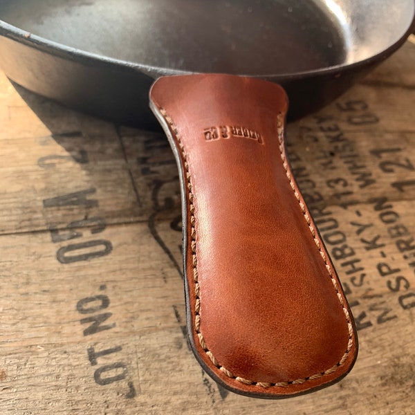 Cast Iron Skillet Handle Cover | Cast Iron Handle Cover | Leather Cast Iron Skillet | Leather Pot Handle | Leather Handle Cover | Pan Handle