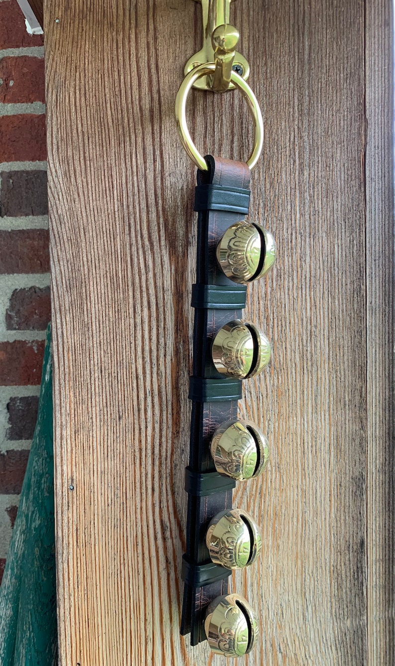 Brass Sleigh Bells Door Hanger Etsy