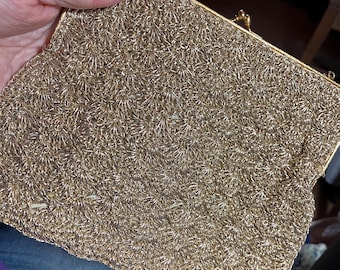 Gold Metallic Crochet Evening Purse