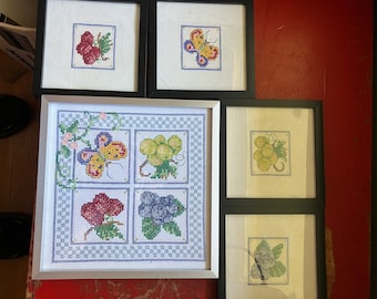 Framed Crossstitch Coaster and Wall Set