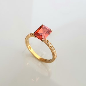 Orange Topaz Ring, Orange Topaz Rings for Women, Engagement Ring, Promise ring, Statement Ring, Gift for Her