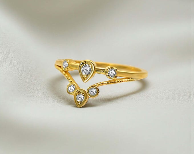 Featured listing image: Dainty Gold Teardrop Ring – 14k Gold Filled CZ Sparkle Gift for Her