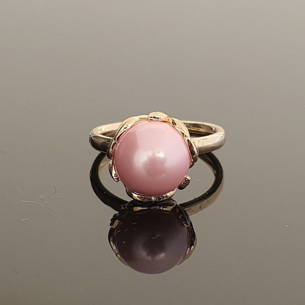 Pink Pearl Rings for Women, Pearl Engagement Ring, Pink Pearl Ring Gold, Statement Ring, Gift For Her