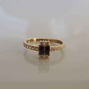 Gold Onyx Ring: Dainty 14k Gold Plated Sterling Silver