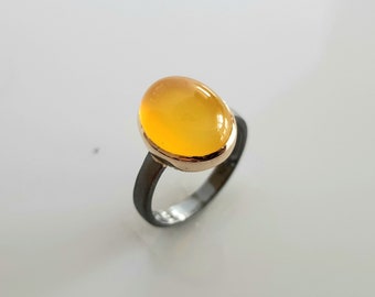 Yellow Agate Ring, Agate rings for women, Agate Ring Gold, Personalized Gift, Gift for Her
