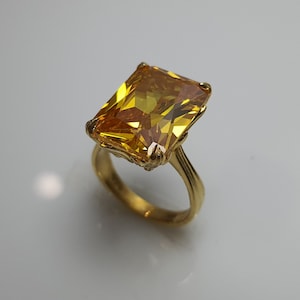 Yellow Topaz Ring, Lemon Topaz Ring, Cocktail Ring, Engagement Ring, Promise Ring, Engraved Ring