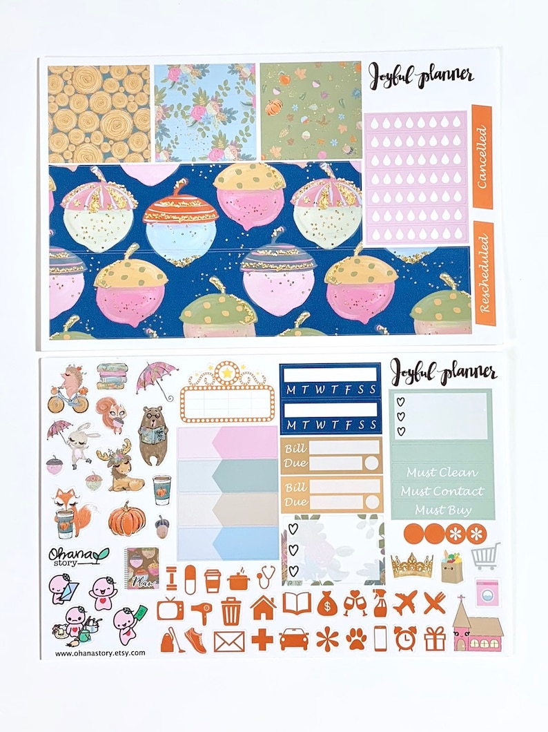 Fall planner stickers weekly kit AUTUMN TALES stickers for Erin Condren eclp and mambi Happy Planner