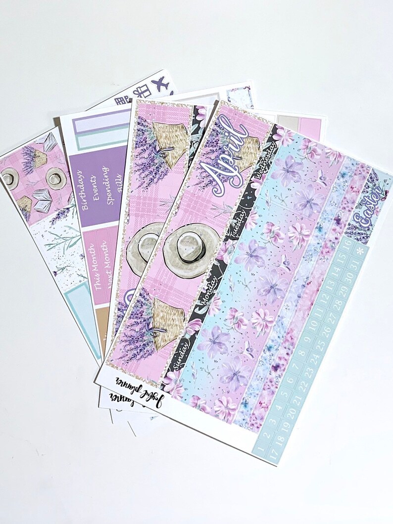 April Monthly Kit planner stickers made for ECLP or MAMBI Happy Planner Lavender Fields