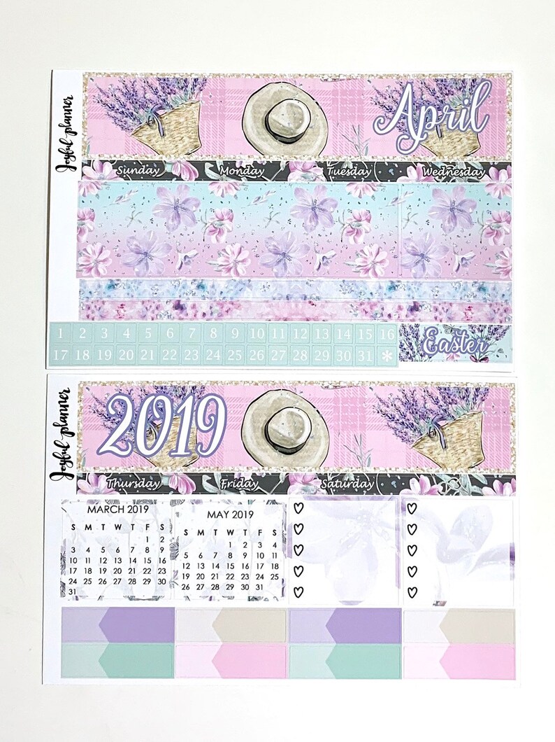 April Monthly Kit planner stickers made for ECLP or MAMBI Happy Planner Lavender Fields