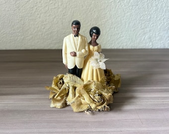 Vintage 1950's wedding cake topper, bride and groom