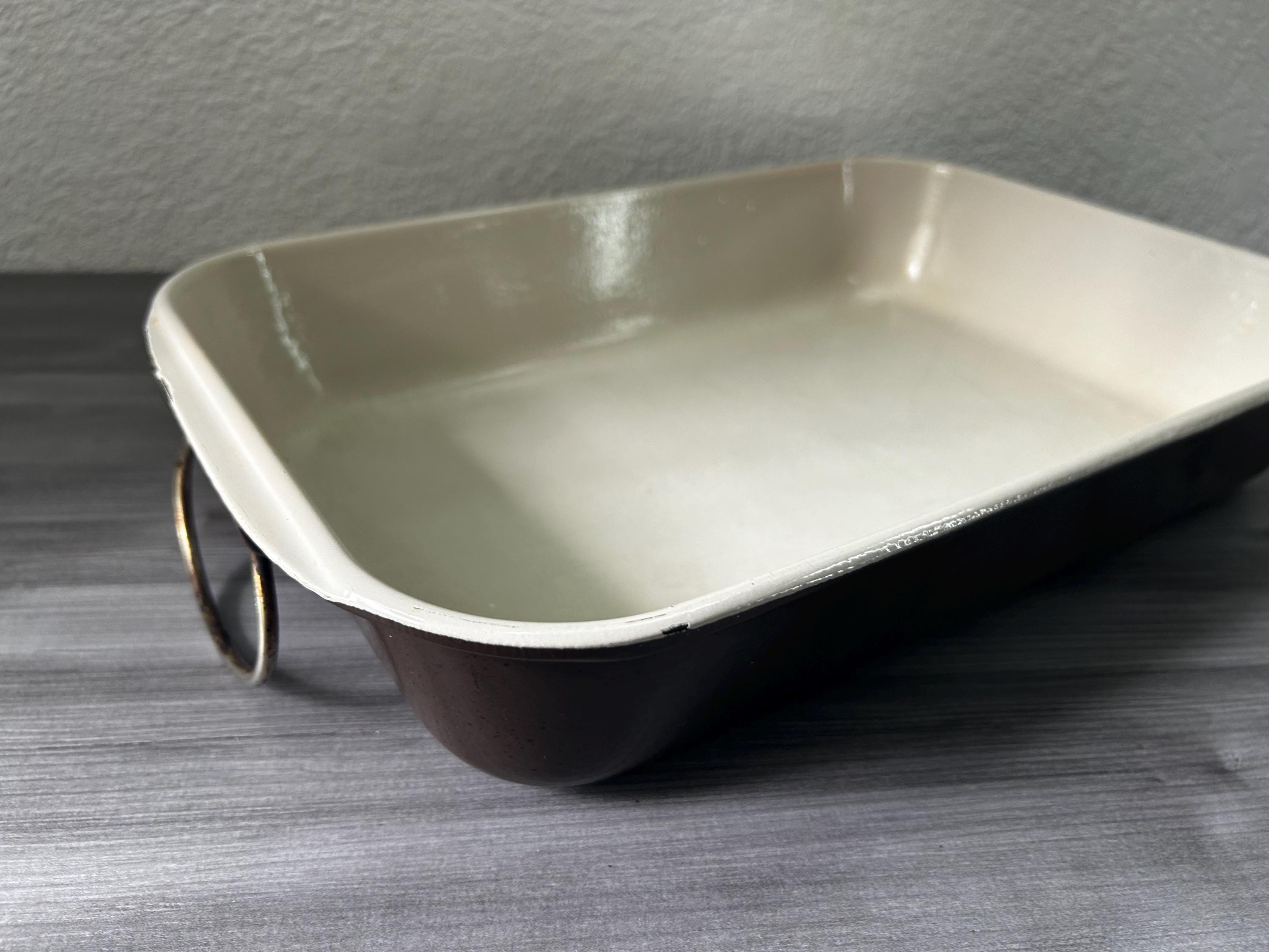 Vintage Le Creuset Brownenamel Cast Iron Baking Roasting Casserole