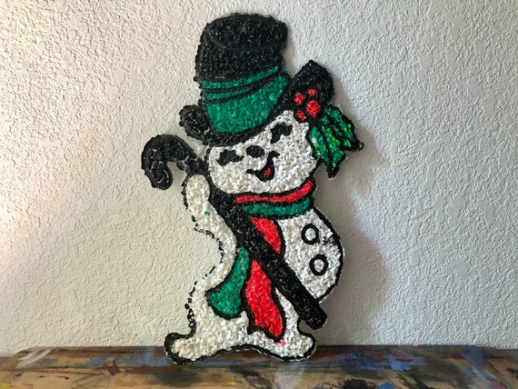 Vintage Snowman Melted Plastic Popcorn Christmas Decoration Etsy