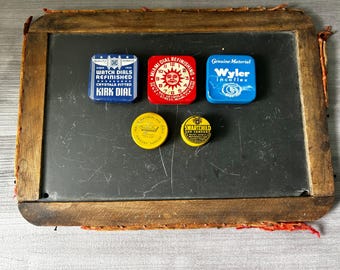 Vintage Watch Part Tin Set of 5, Swartchild tin, Kirk Dial Tin, Miami Dial Tin