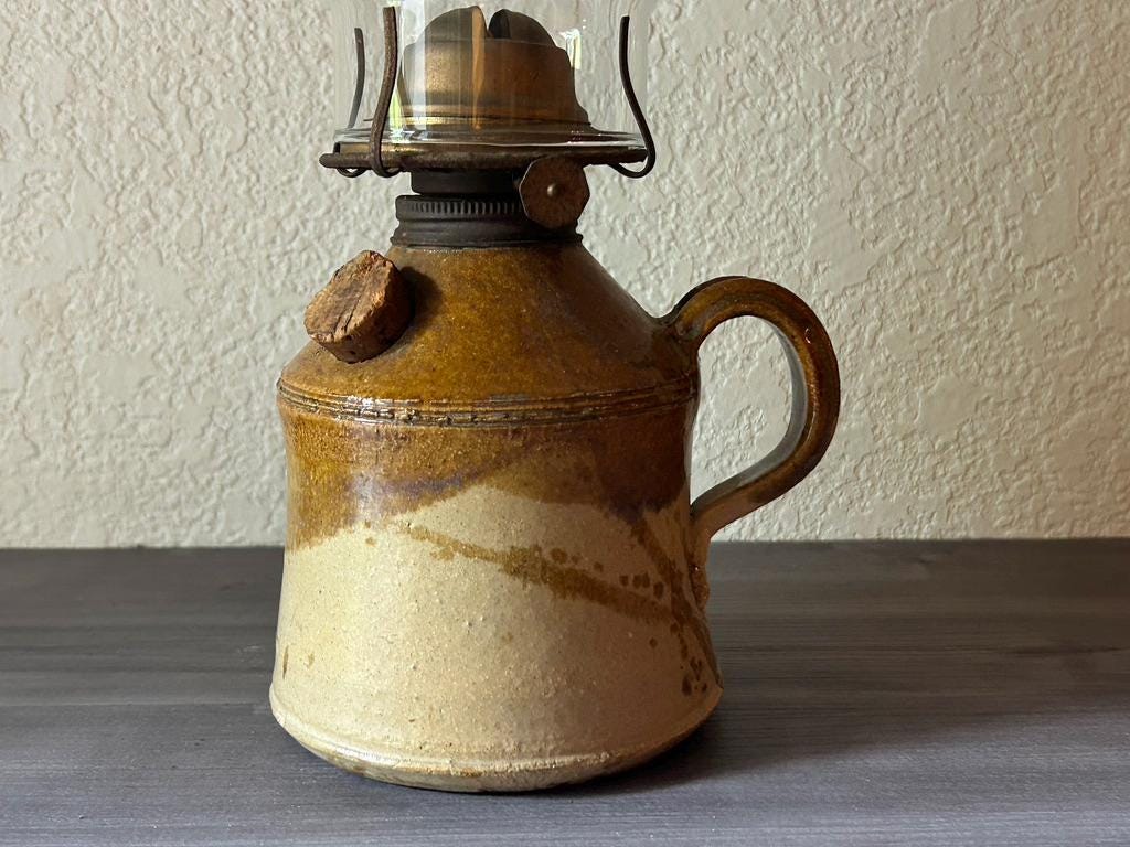 Vintage Studio Pottery Artist Signed Stoneware Hurricane Oil Lamp - Etsy