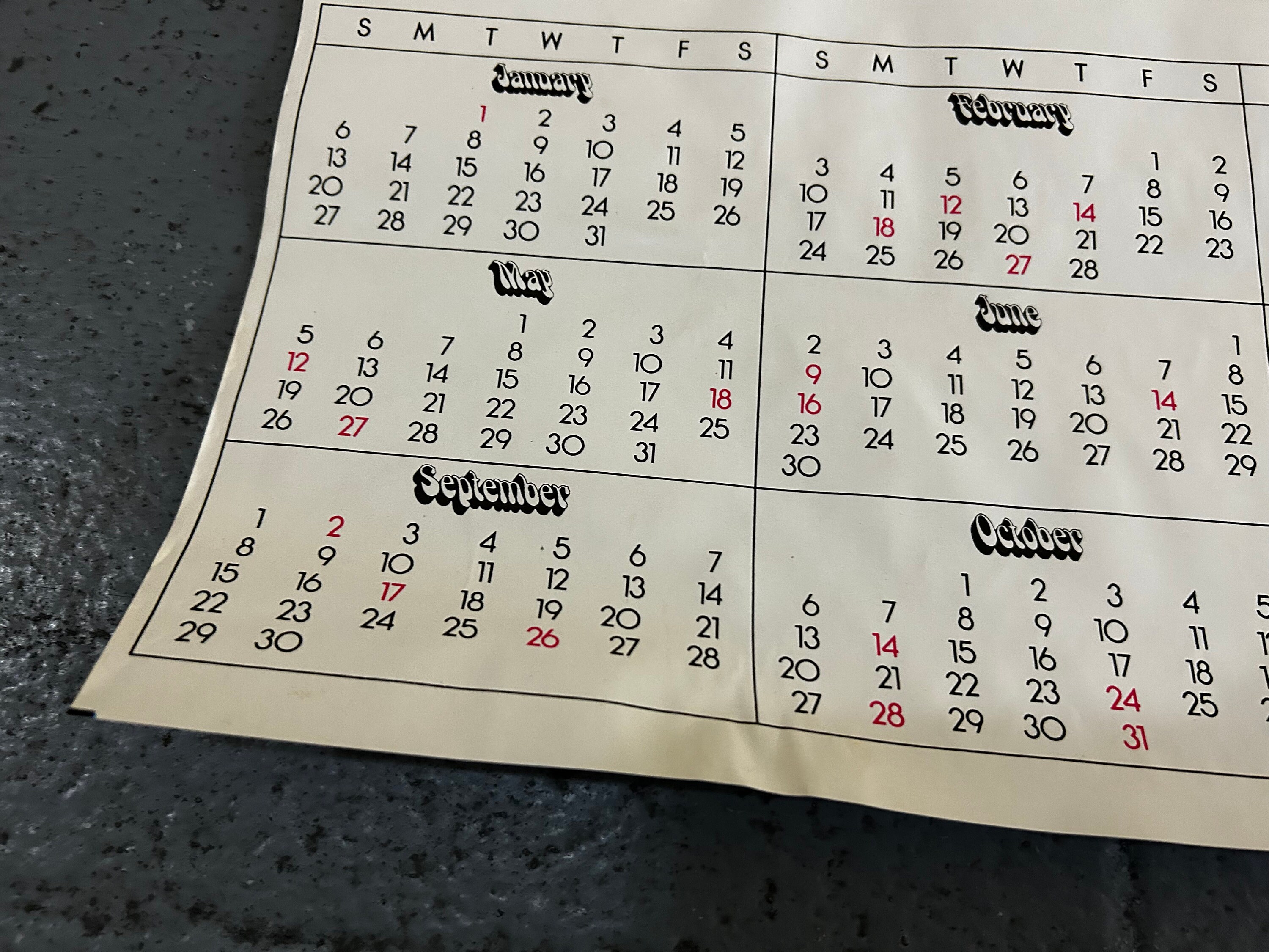 Vintage 1974 Mcdonald's Wall Calendar Poster Ronald Mcdonald