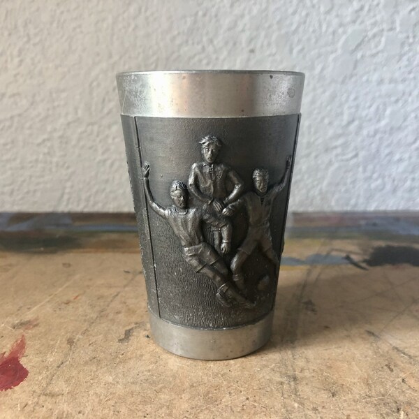 Vintage 1970’s Fussball Pewter Cups, German Zinn Pewter Wine Cups - Pewter Cups,  Pewter Zinn Cups, Collectible Pewter Cups