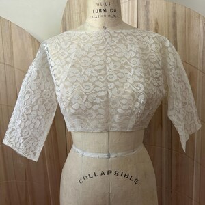 vintage 50s lace jacket, 1950s wedding jacket cover up, sleeve jacket top, sheer lace jacket, lace bolero