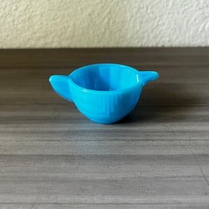 Vintage Akro Agate Turquoise Blue Dart Stacked Disc and Interior Panel Creamer, Blue Slag Glass, Blue Jadeite Children&#39;s Play Toys