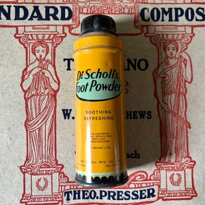 Vintage Dr. Scholl&#39;s Foot Powder Tin, Medicine tin for the collector of vintage packaging