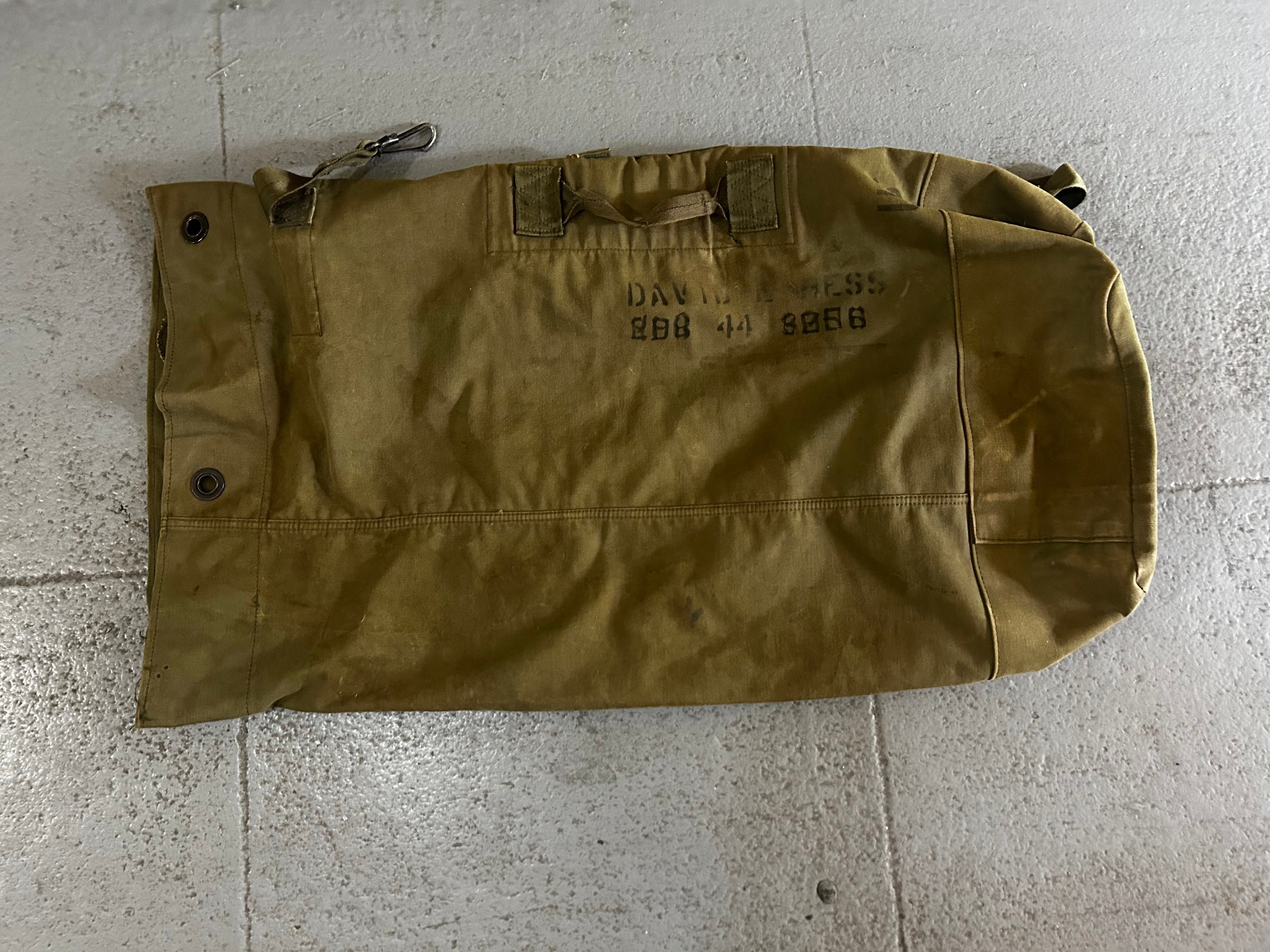 Vintage Canvas Duffle Bag Duffel US Military 1960s Nice Wear