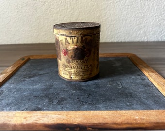 Antique Tobacco Tin, Liggett & Myers Tobacco company. Fatima Turkish tobacco, duty seal, Liggett and Myers Tobacco Canister