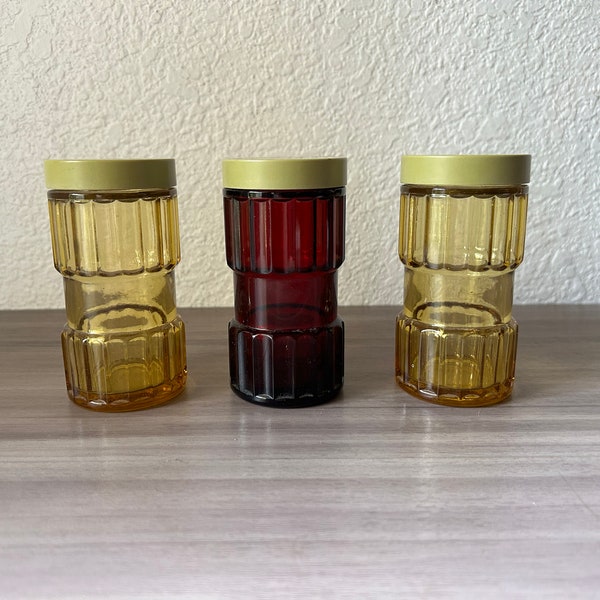 Vintage set of 3 glass canisters, vintage containers,  industrial decor, Vintage Nail Jars